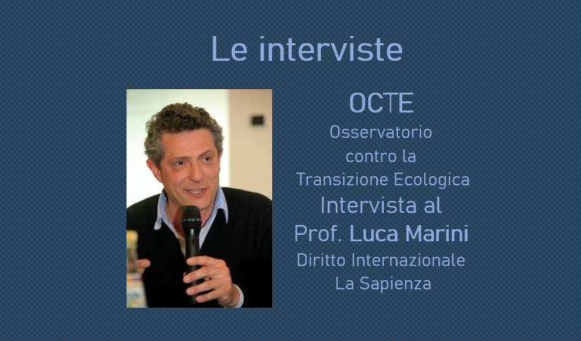 Nasce OCTE, Osservatorio contro la transizione ecologica – intervista al Prof. Luca Marini – Diritto Internazionale, La Sapienza